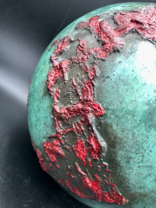 Hermès - Bronze sphere sculpture with red patina 30cm diameter